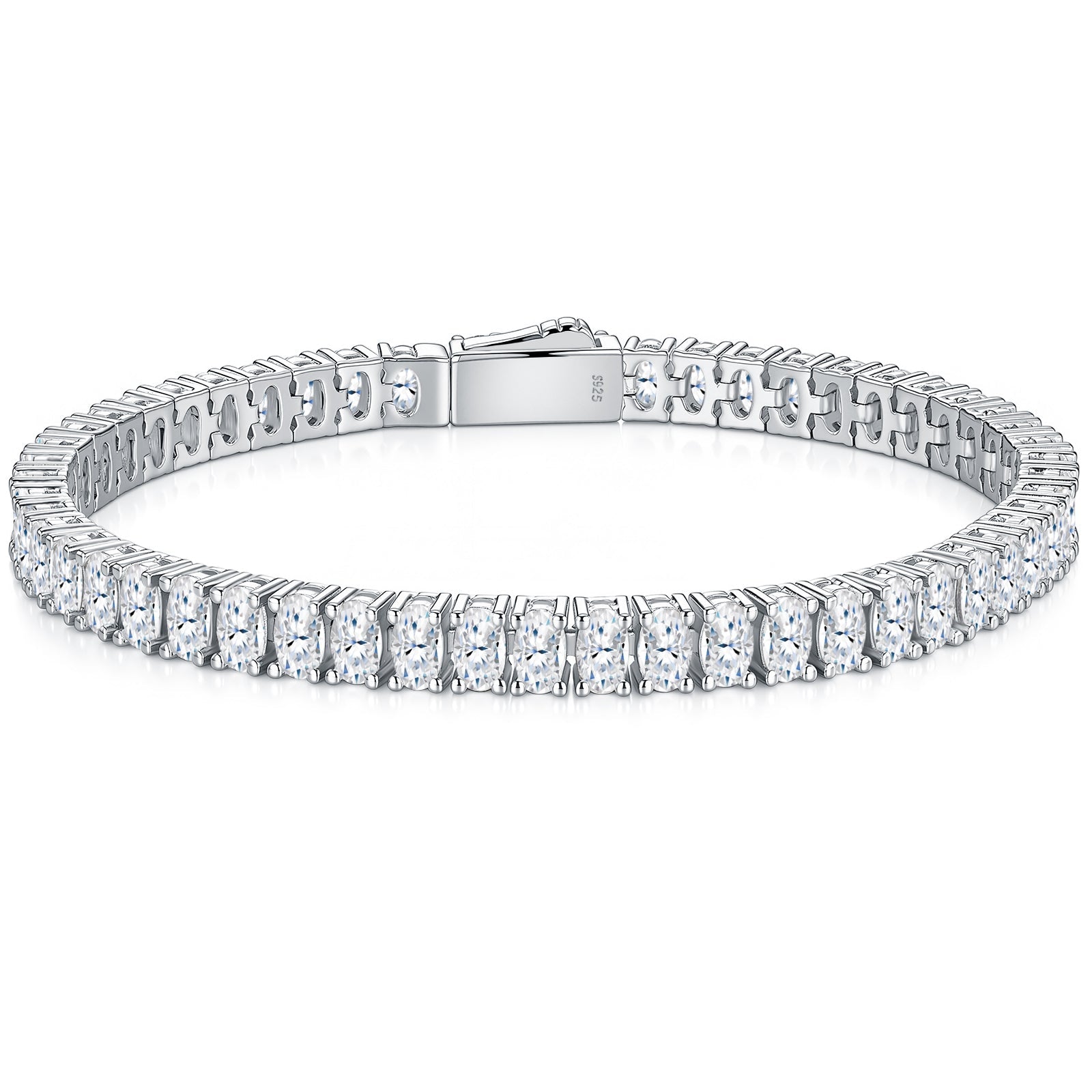A Luxurious And Fashionable Minimalist Jewelry Bracelet Featuring Top - quality Moissanite, Made Of S925 Silver Electroplated With Platinum. - LADYLINE X
