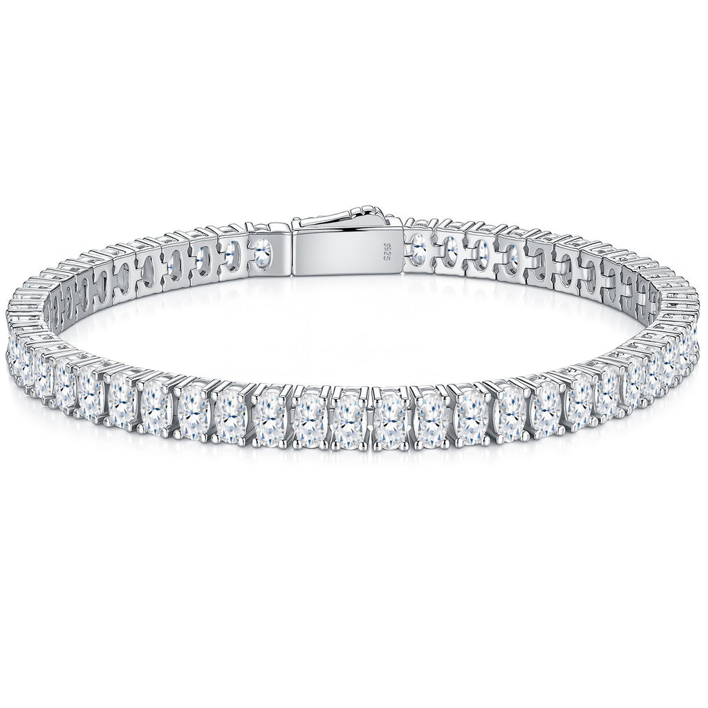 A Luxurious And Fashionable Minimalist Jewelry Bracelet Featuring Top - quality Moissanite, Made Of S925 Silver Electroplated With Platinum. - LADYLINE X