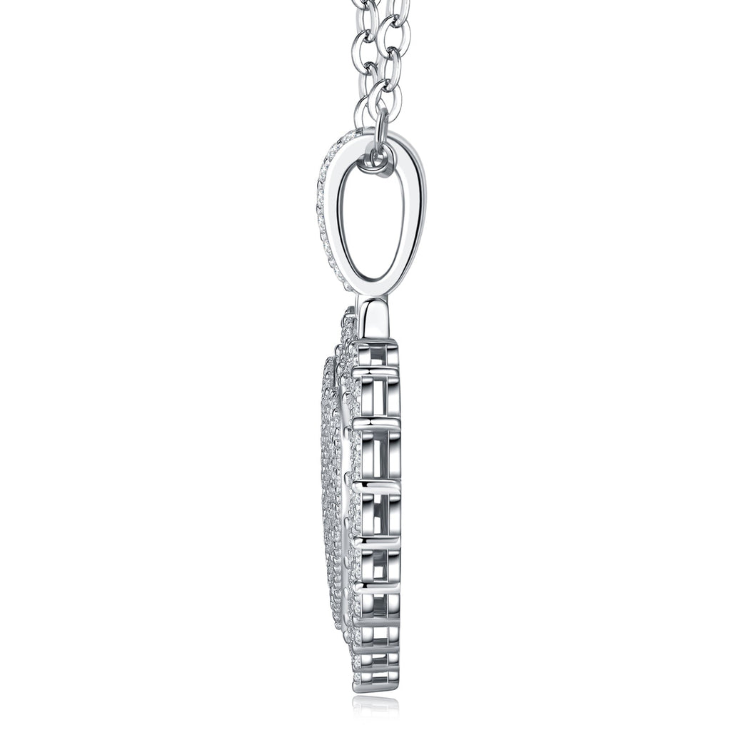 A Luxurious And Fashionable Minimalist Jewelry Pendant Necklace Set With Top - quality Moissanite, Made Of S925 Silver Electroplated With Platinum. - LADYLINE X