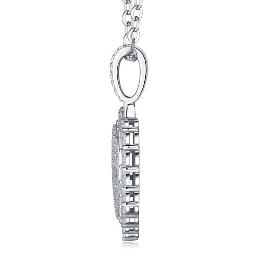 A Luxurious And Fashionable Minimalist Jewelry Pendant Necklace Set With Top - quality Moissanite, Made Of S925 Silver Electroplated With Platinum. - LADYLINE X