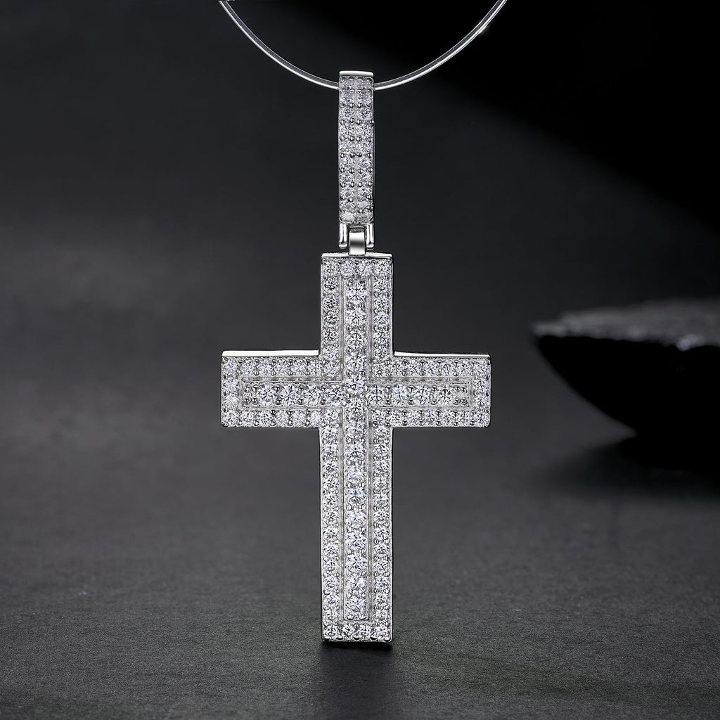 A Luxurious And Fashionable Minimalist Jewelry Pendant Necklace Set With Top - quality Moissanite, Made Of S925 Silver Electroplated With Platinum. - LADYLINE X