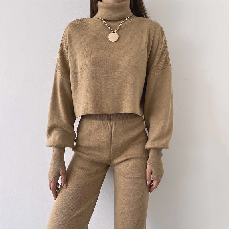 Autumn And Winter New European And American Turtleneck Loose Long Sleeve Top Female Casual Fashion Set - LADYLINE X