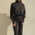 Autumn And Winter New European And American Turtleneck Loose Long Sleeve Top Female Casual Fashion Set - LADYLINE X