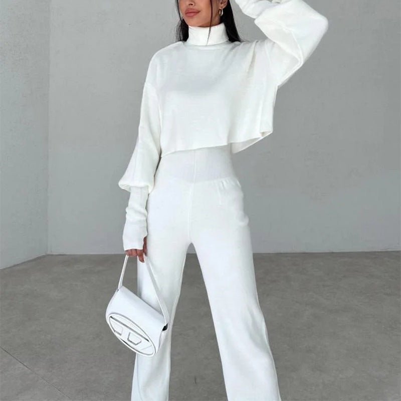 Autumn And Winter New European And American Turtleneck Loose Long Sleeve Top Female Casual Fashion Set - LADYLINE X