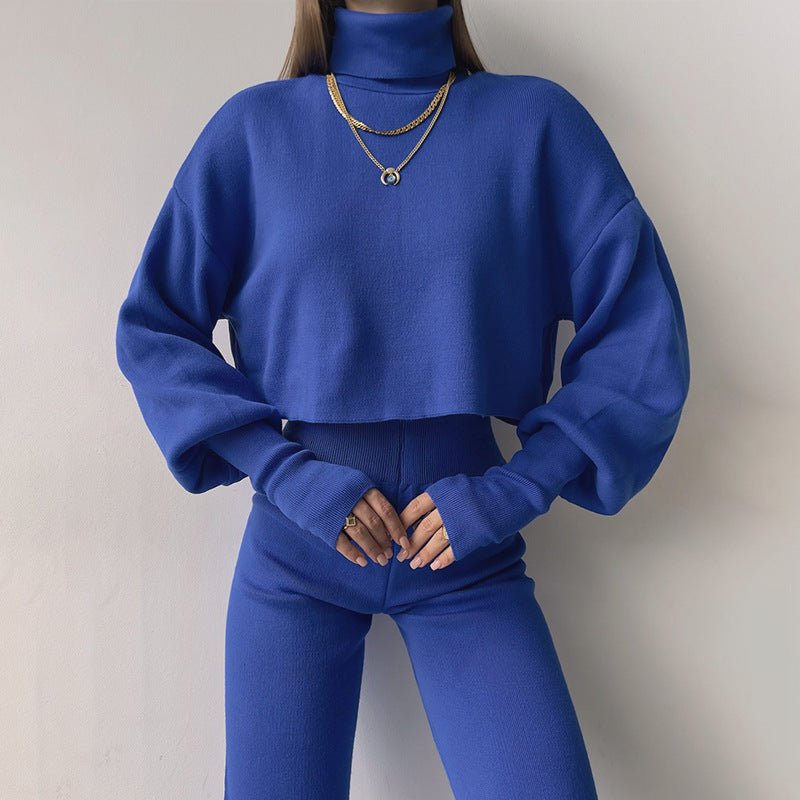 Autumn And Winter New European And American Turtleneck Loose Long Sleeve Top Female Casual Fashion Set - LADYLINE X