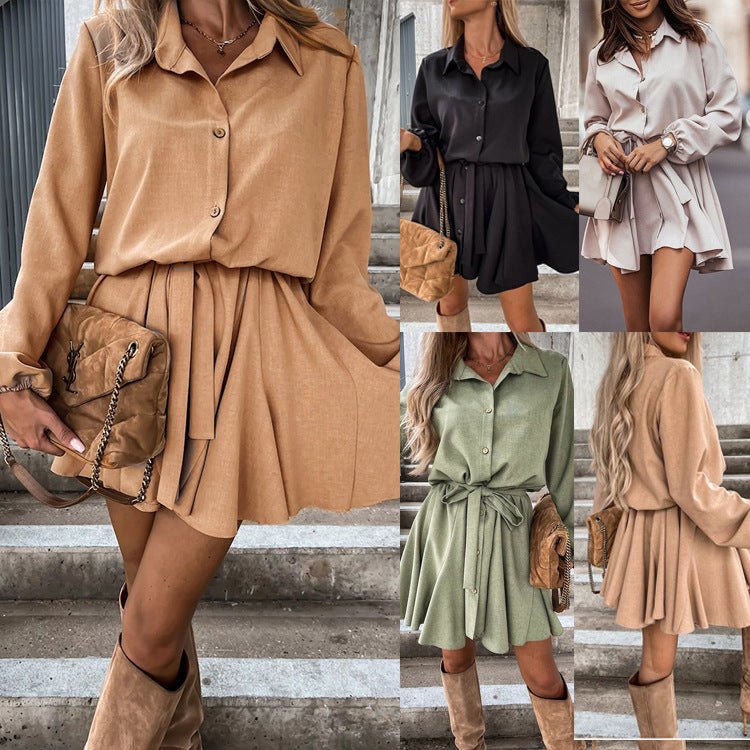 Autumn Leisure Women's Clothing Blouse Collar Long Sleeve Loose Casual Jumpsuit - LADYLINE X
