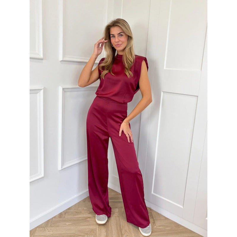 Backless Evening Dress Jumpsuit Solid Color Casual Straight Pants - LADYLINE X