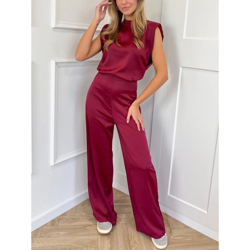 Backless Evening Dress Jumpsuit Solid Color Casual Straight Pants - LADYLINE X