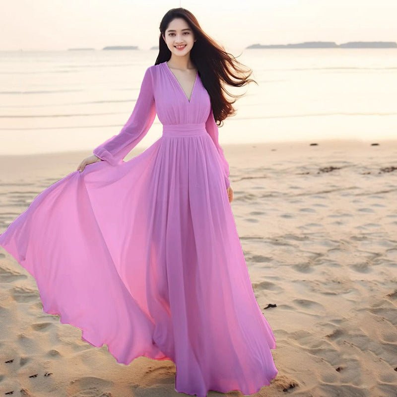 Beach Vacation Flowy Long Maxi Dress - LADYLINE X