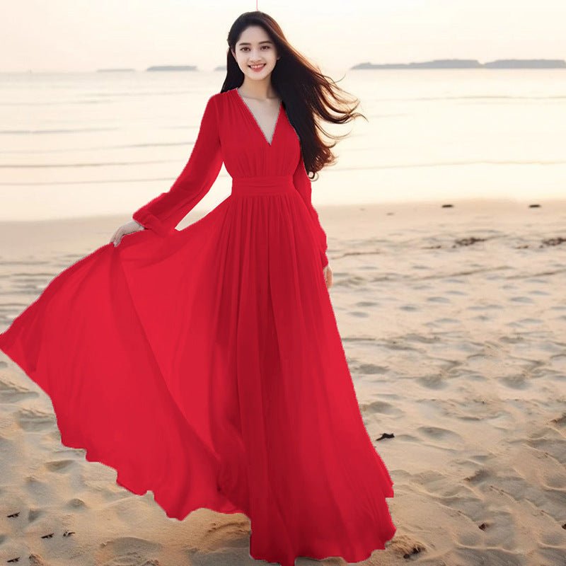 Beach Vacation Flowy Long Maxi Dress - LADYLINE X