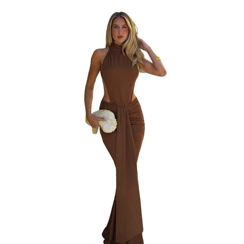 Beach Vacation Halter Neck Backless Evening Dress Womens - LADYLINE X