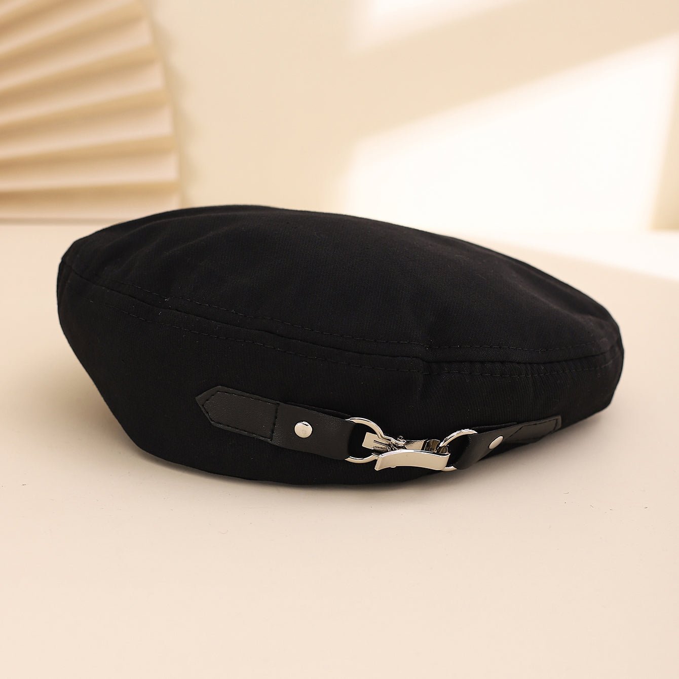 Black Leather Button Design Casual Look Bare Face Instagram Japanese Style Versatile Baseball Cap For Daily Leisure, Shopping, Traveling And Dating. - LADYLINE X