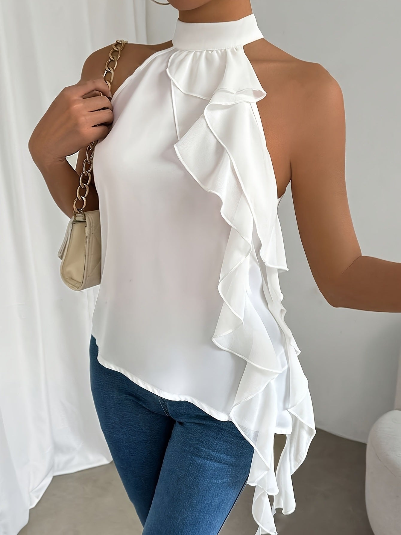 Boho - style Backless Halterneck Sleeveless Tank Top Shirt - LADYLINE X