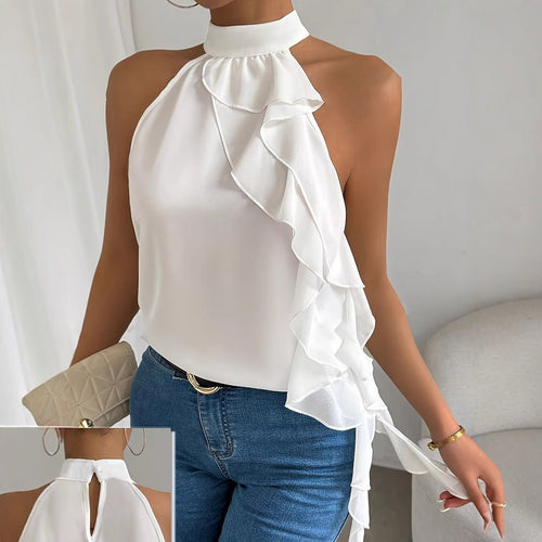 Boho - style Backless Halterneck Sleeveless Tank Top Shirt - LADYLINE X