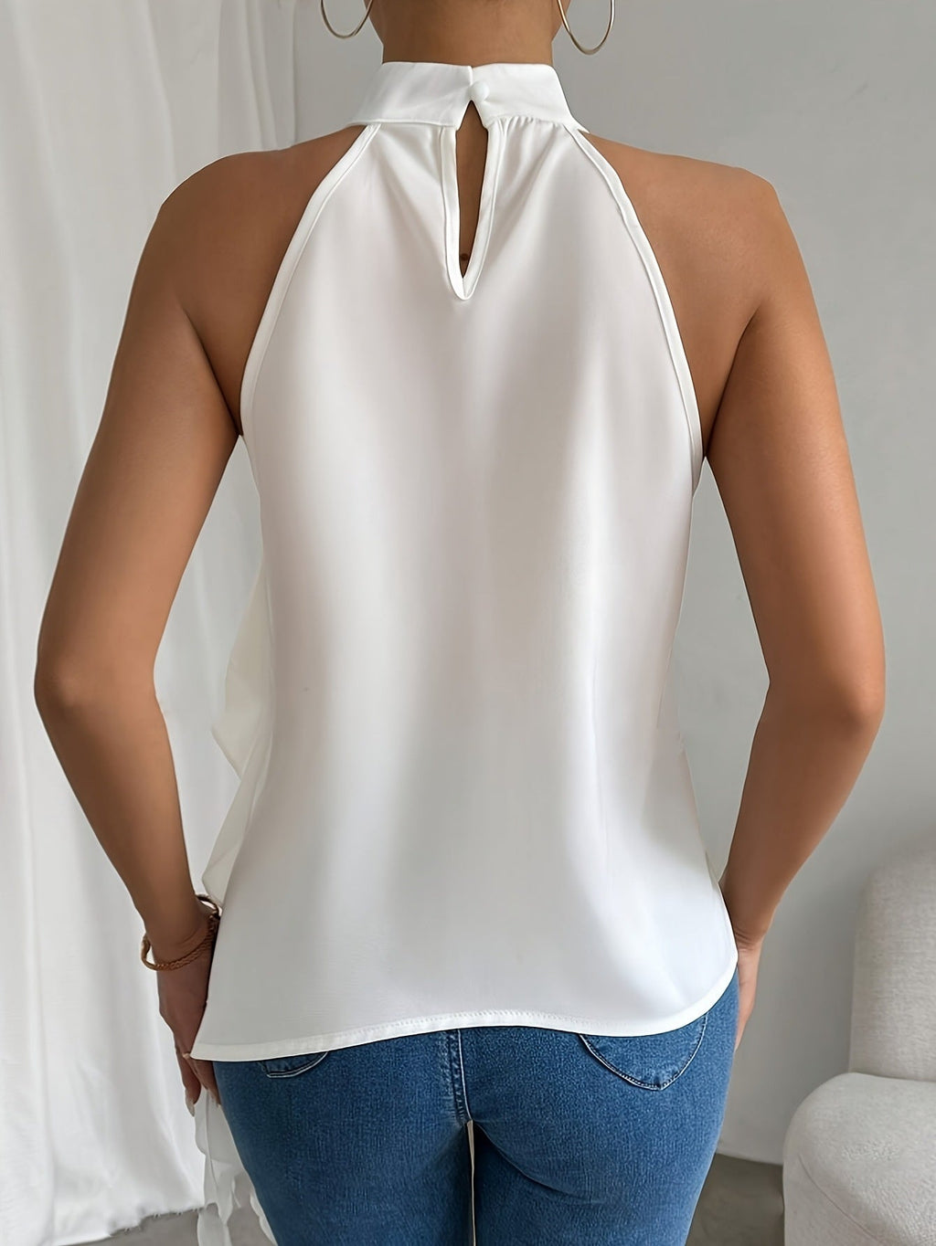 Boho - style Backless Halterneck Sleeveless Tank Top Shirt - LADYLINE X