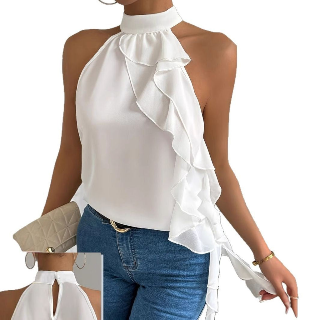 Boho - style Backless Halterneck Sleeveless Tank Top Shirt - LADYLINE X
