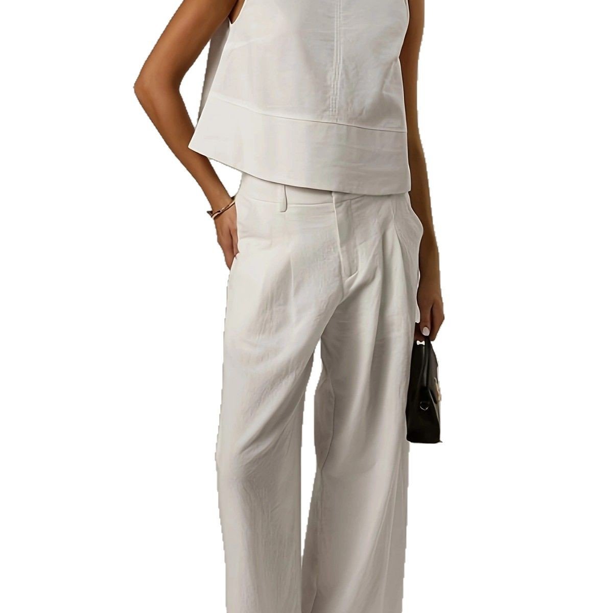 Casual Solid - color Crew - neck Sleeveless Loose - fit Shirt - LADYLINE X