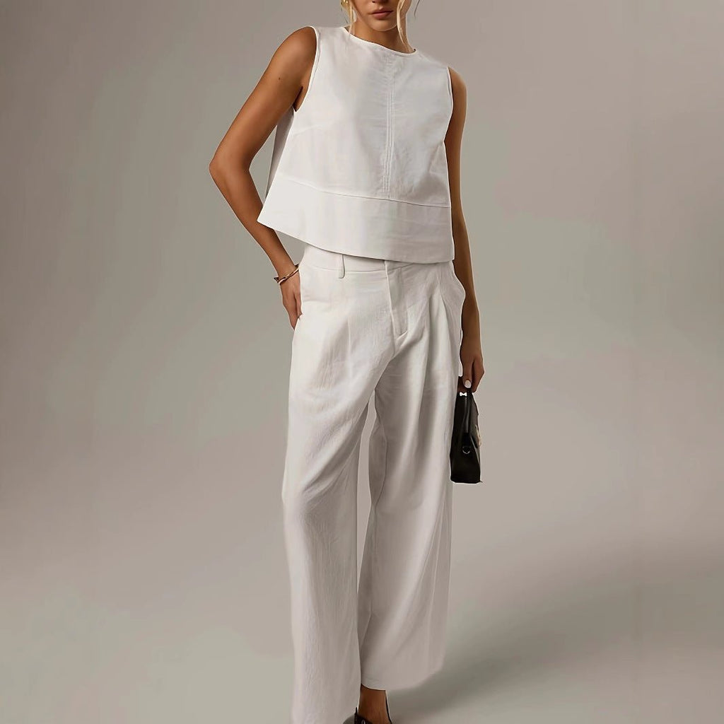 Casual Solid - color Crew - neck Sleeveless Loose - fit Shirt - LADYLINE X