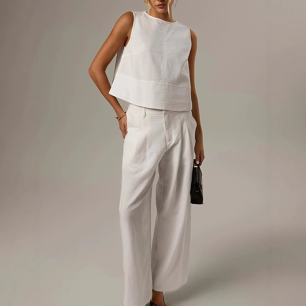 Casual Solid - color Crew - neck Sleeveless Loose - fit Shirt - LADYLINE X