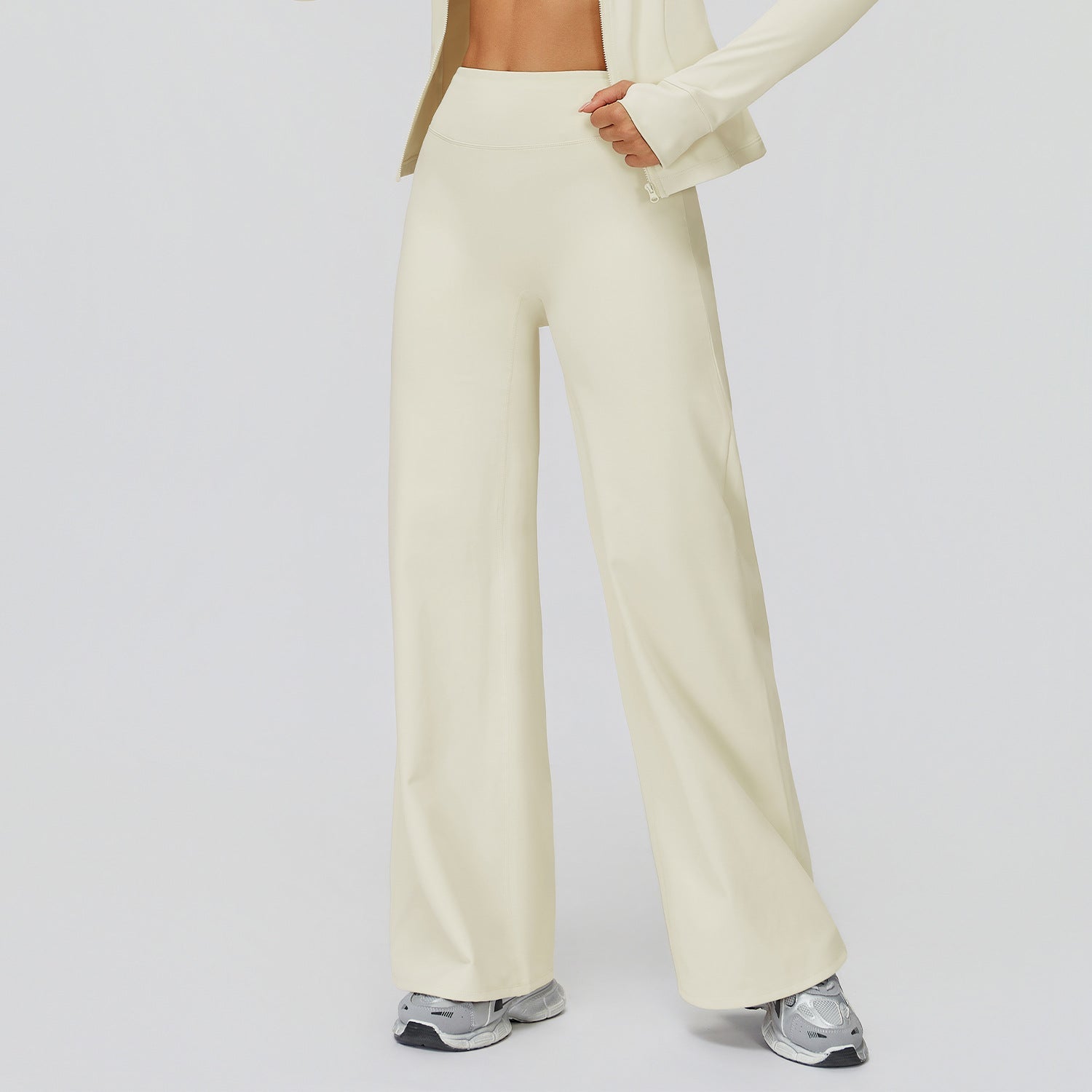 Casual Versatile Trousers Fleece - lined Keep Warm High Waist Wide - leg Trousers - LADYLINE X