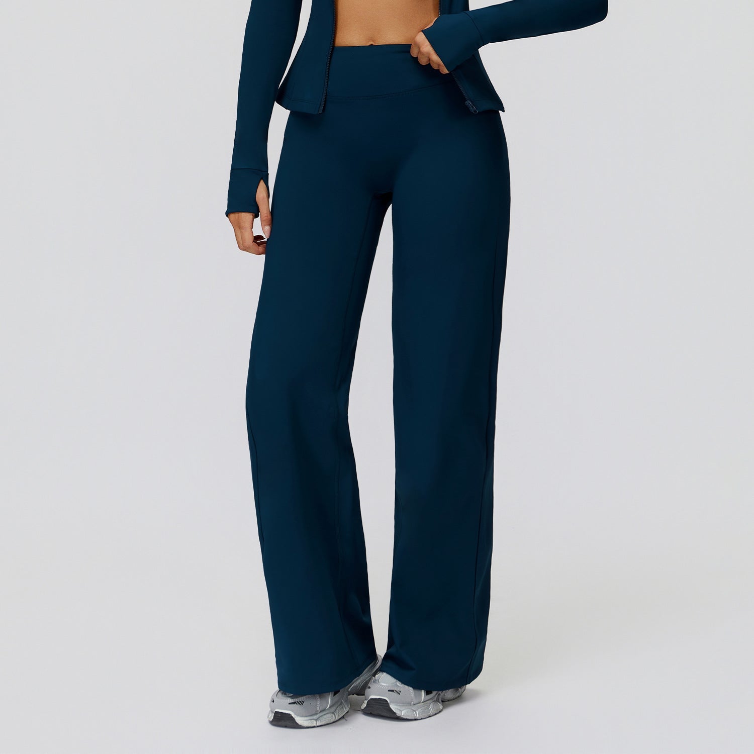 Casual Versatile Trousers Fleece - lined Keep Warm High Waist Wide - leg Trousers - LADYLINE X