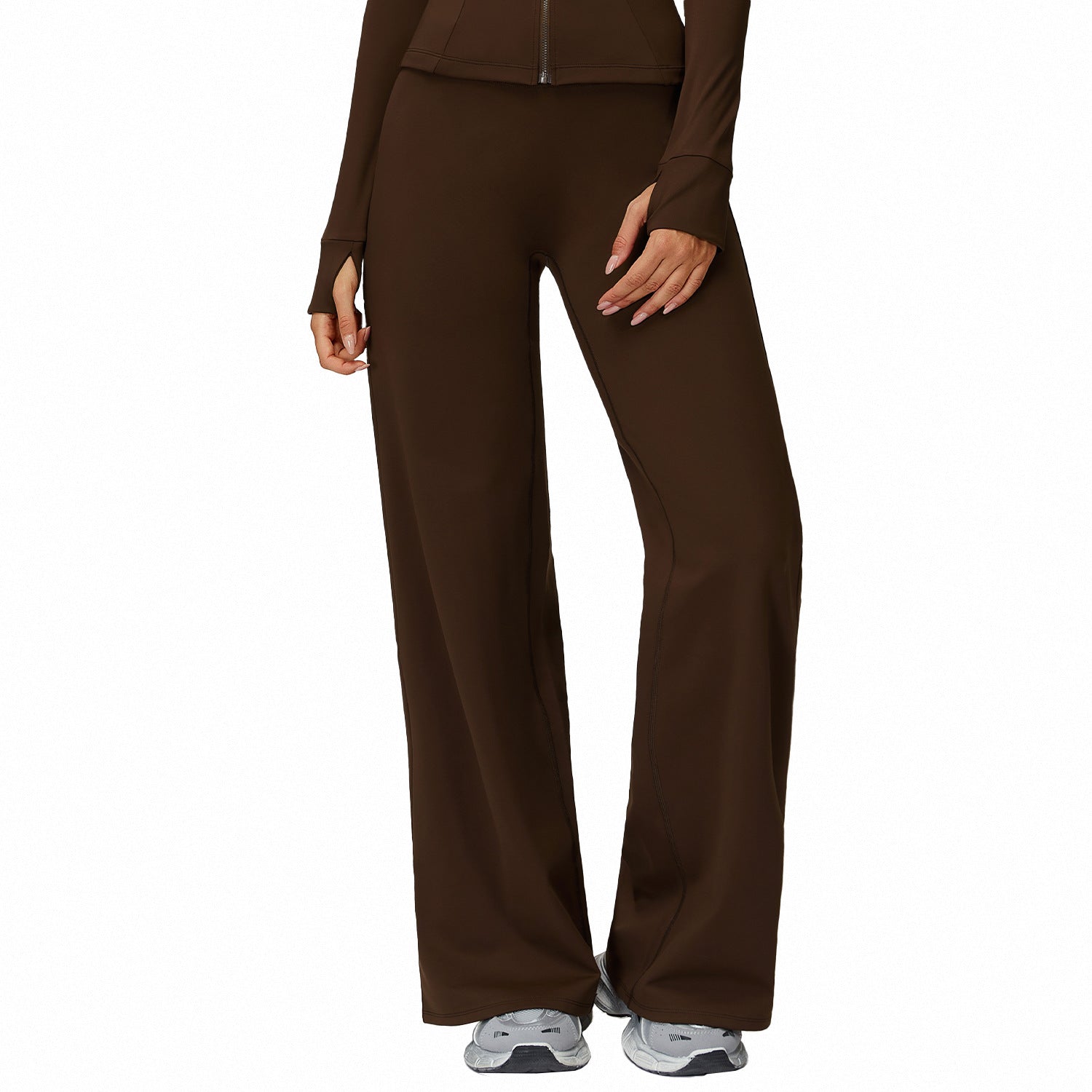 Casual Versatile Trousers Fleece - lined Keep Warm High Waist Wide - leg Trousers - LADYLINE X