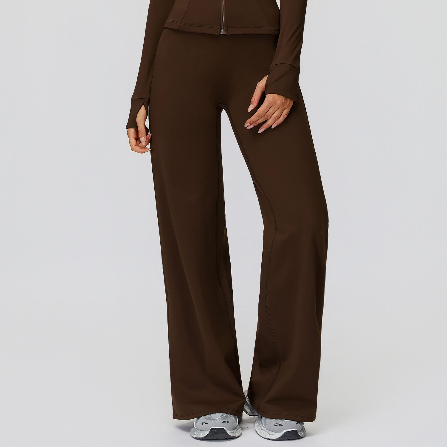 Casual Versatile Trousers Fleece - lined Keep Warm High Waist Wide - leg Trousers - LADYLINE X