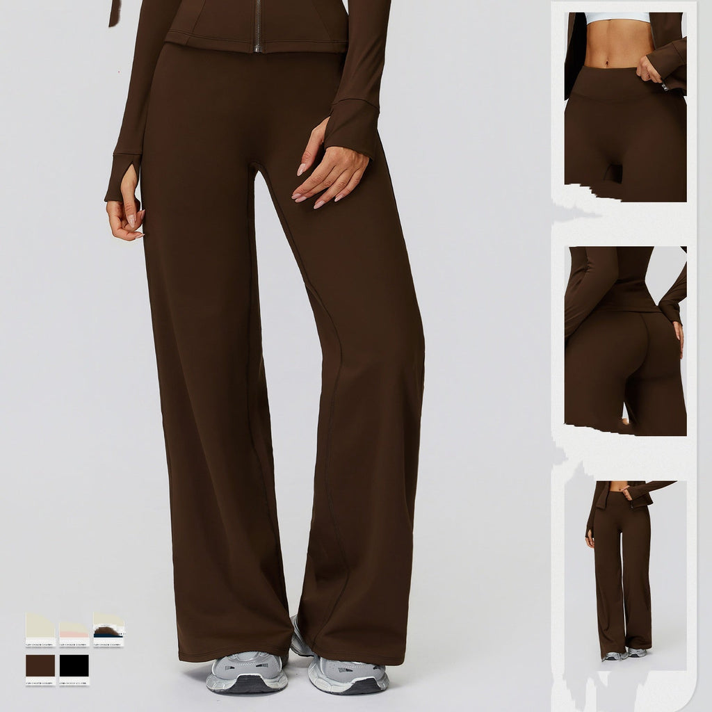 Casual Versatile Trousers Fleece - lined Keep Warm High Waist Wide - leg Trousers - LADYLINE X