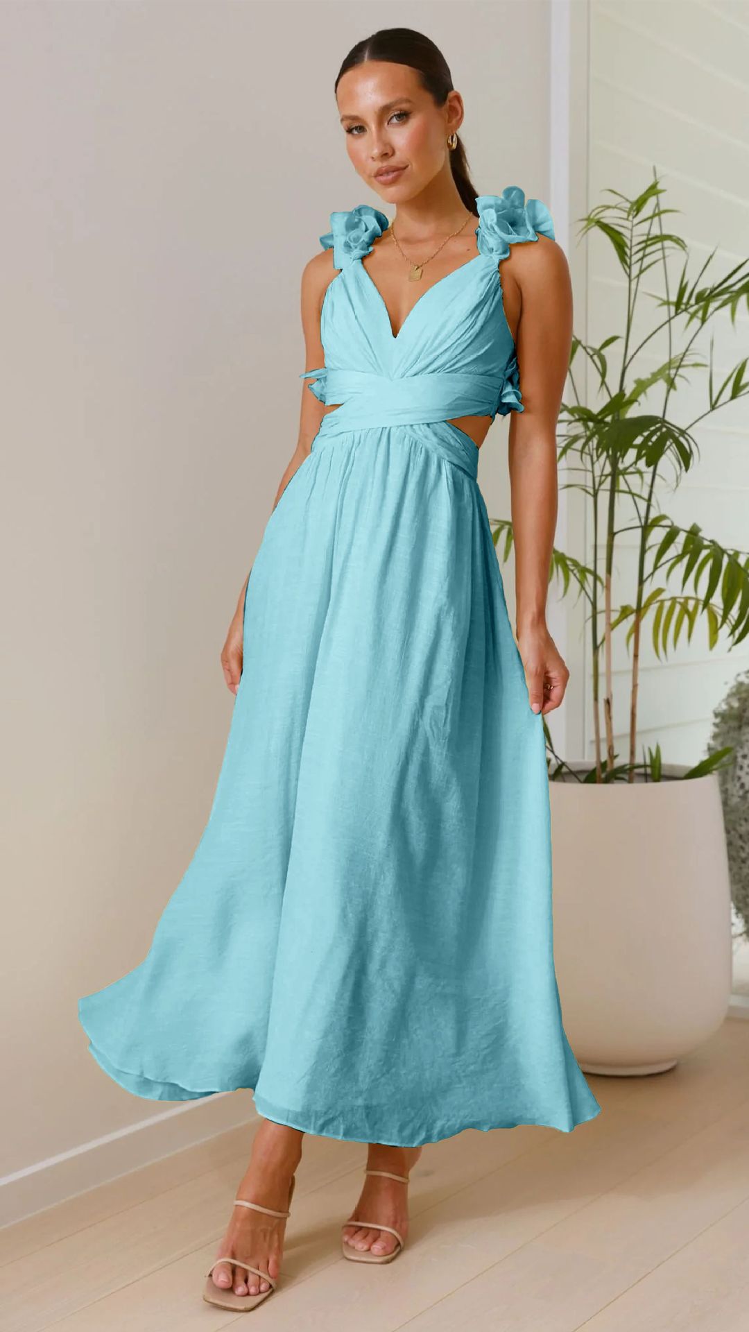 Chiffon Floral Backless Cross - Strap Dress - LADYLINE X