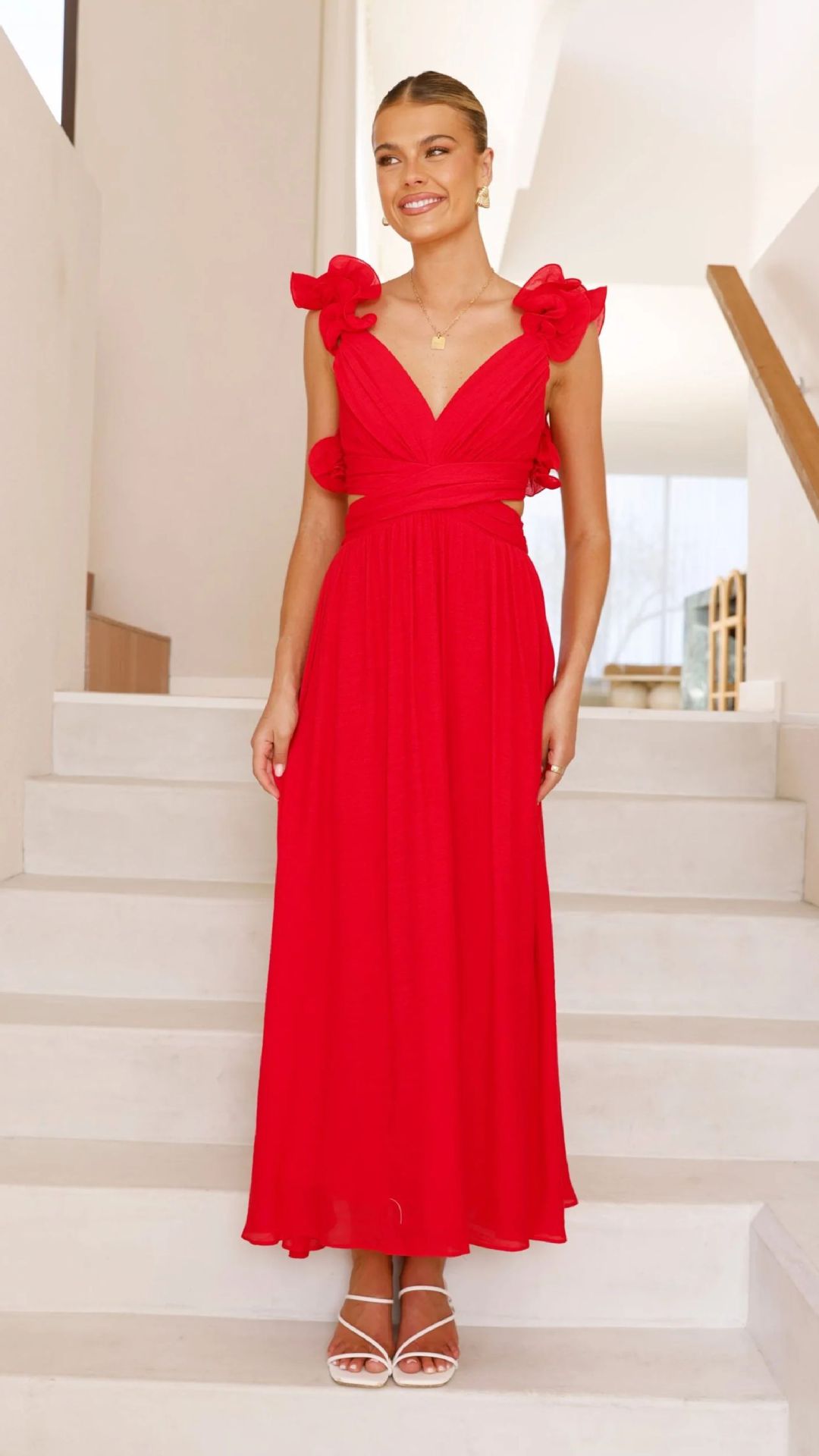 Chiffon Floral Backless Cross - Strap Dress - LADYLINE X