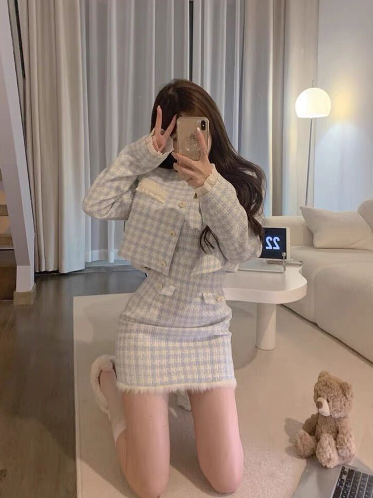 Classic Style Blue White Adult Lady Like Woman Wind Elegant Outfit - LADYLINE X