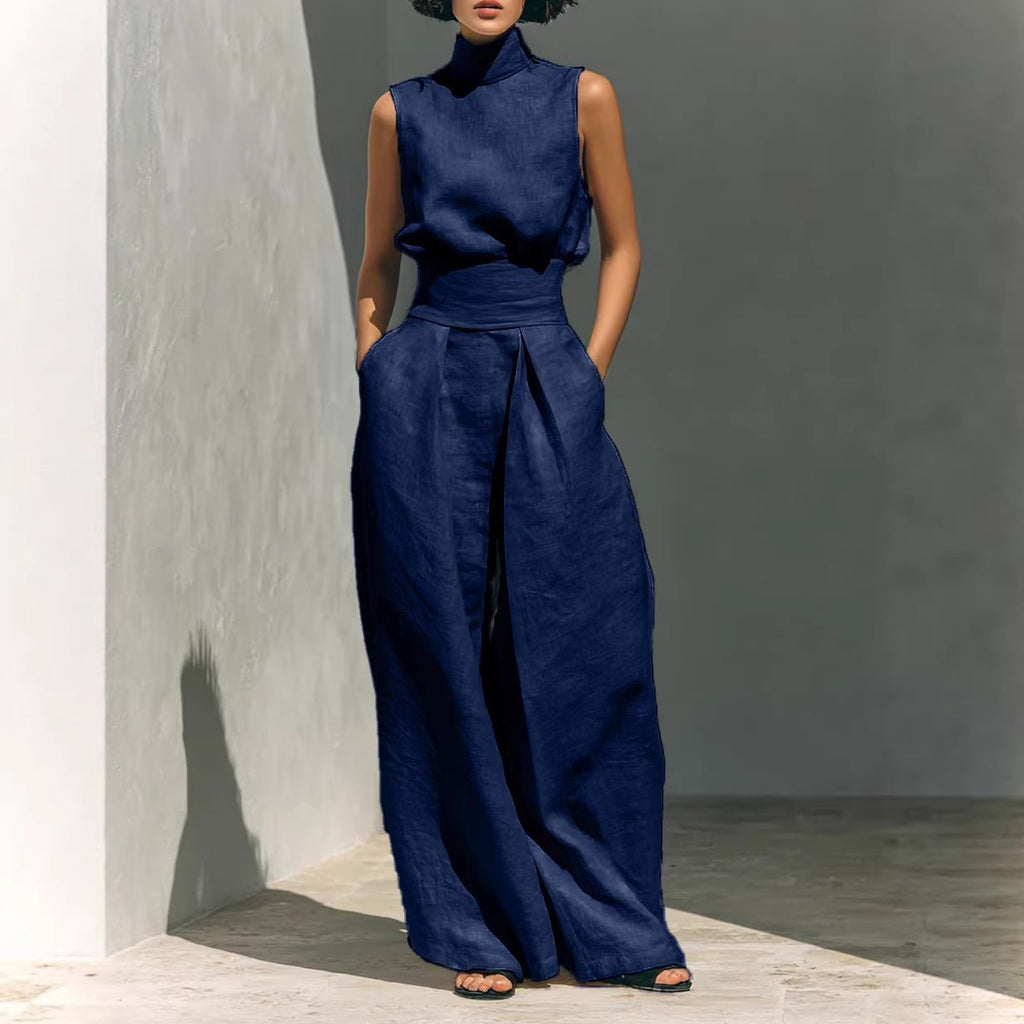Cotton - linen Sleeveless Pants Casual Suit For Women - LADYLINE X