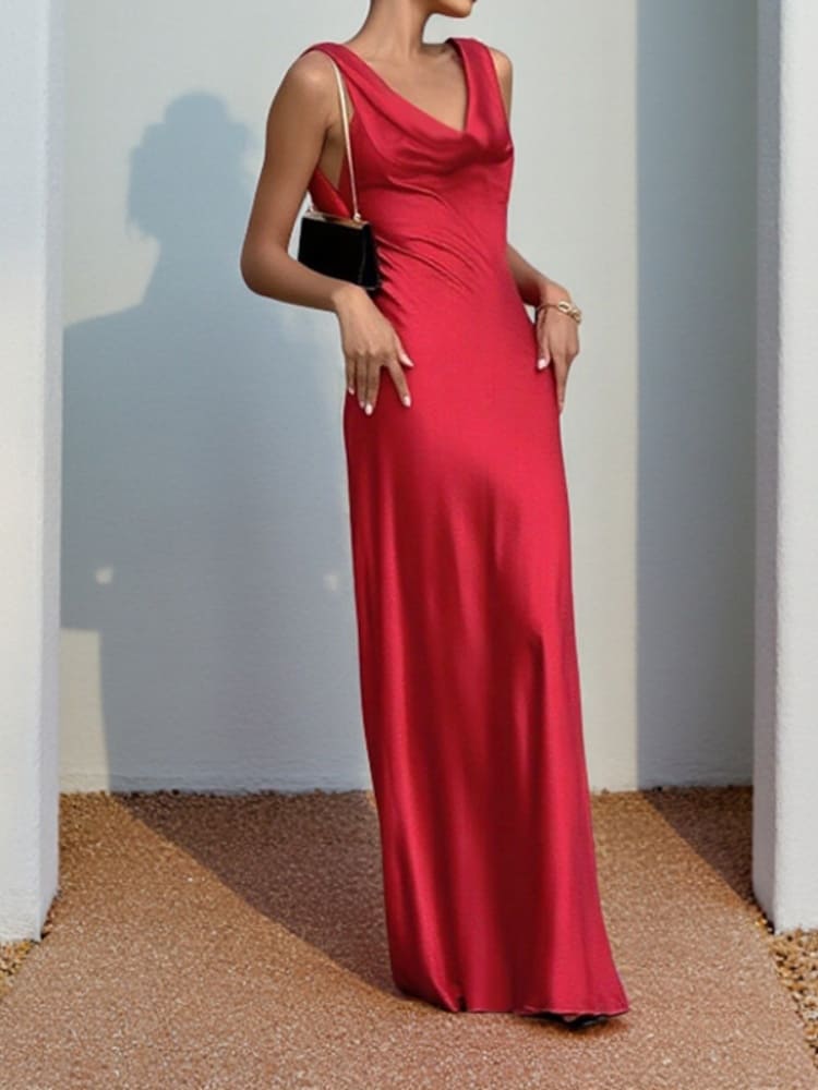 Deep Drape Neck Gown Dresses - LADYLINE X