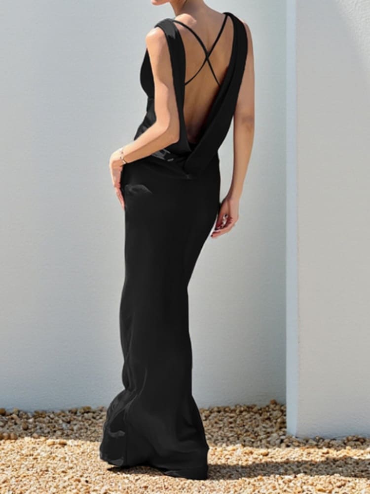 Deep Drape Neck Gown Dresses - LADYLINE X