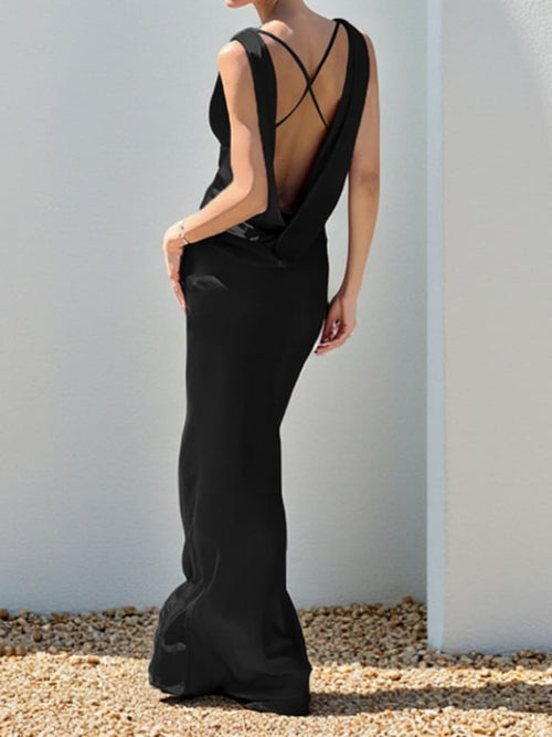 Deep Drape Neck Gown Dresses - LADYLINE X