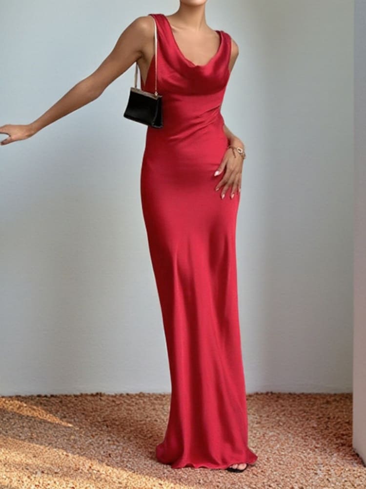 Deep Drape Neck Gown Dresses - LADYLINE X