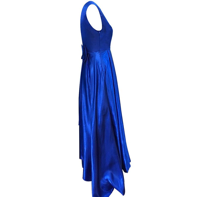 Deep V Neck Sleeveless Backless Bow Ball Evening Dress - LADYLINE X