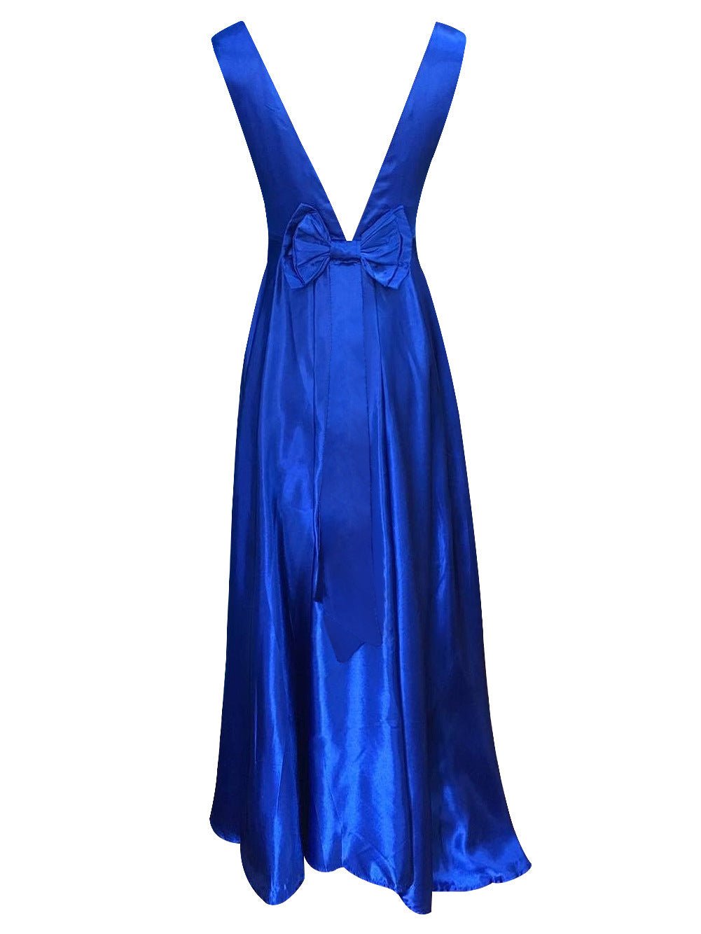 Deep V Neck Sleeveless Backless Bow Ball Evening Dress - LADYLINE X