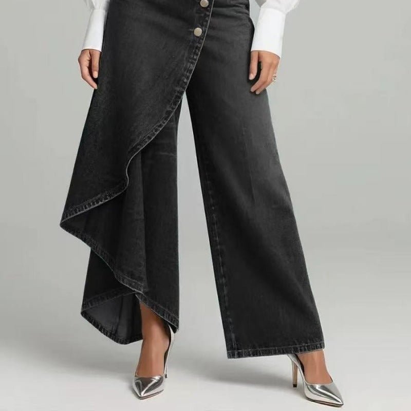 Denim Skort With Button Closure And Washed Finish For Women - LADYLINE X