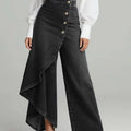 Denim Skort With Button Closure And Washed Finish For Women - LADYLINE X