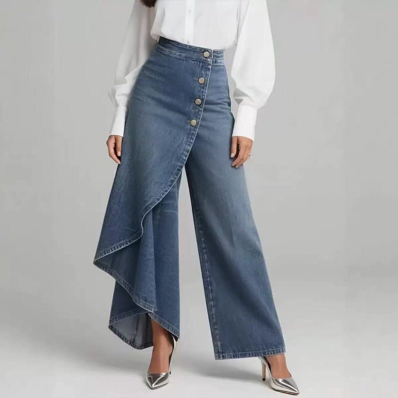 Denim Skort With Button Closure And Washed Finish For Women - LADYLINE X