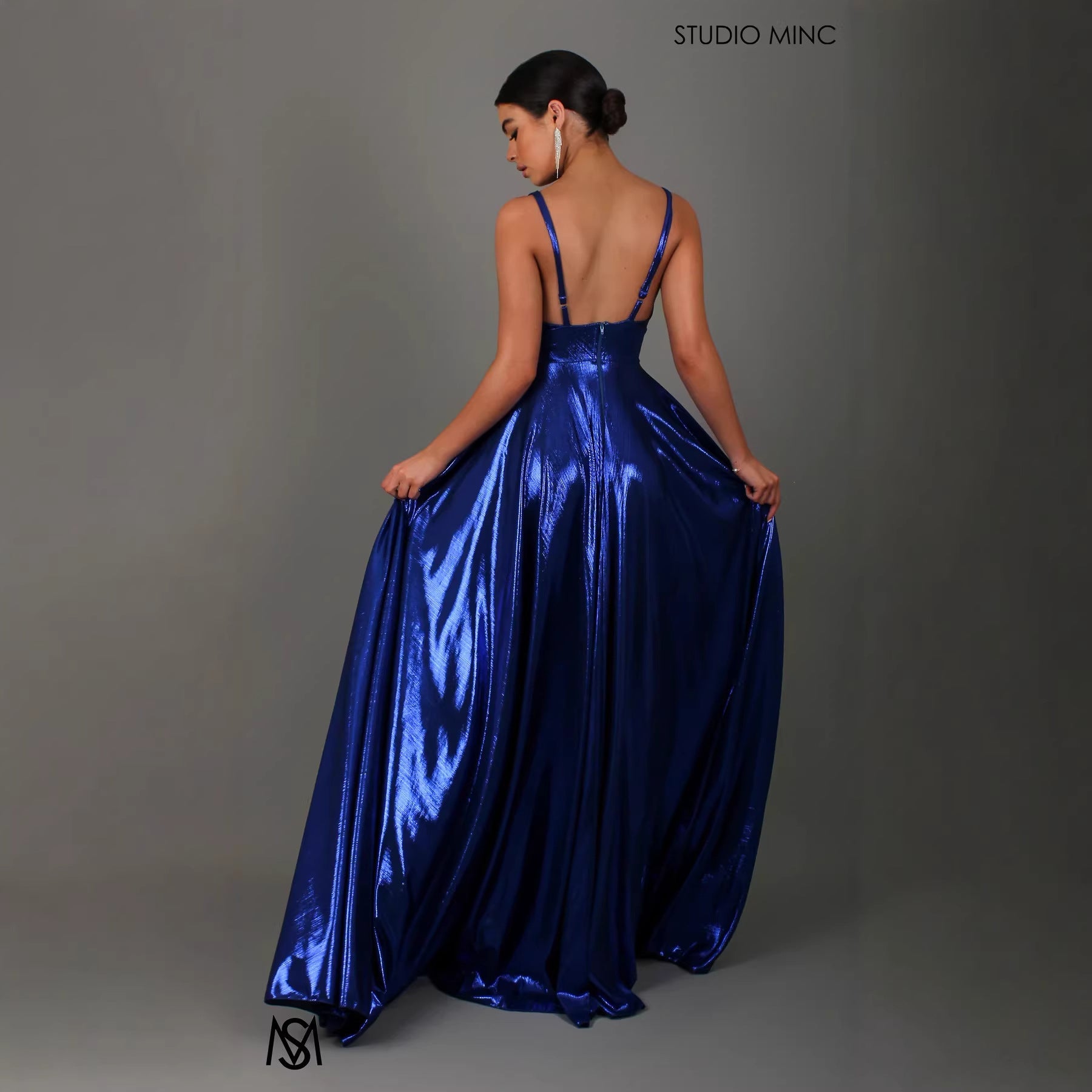 Draped - shoulder Long Dress Sleeveless High - waisted Split Dress - LADYLINE X