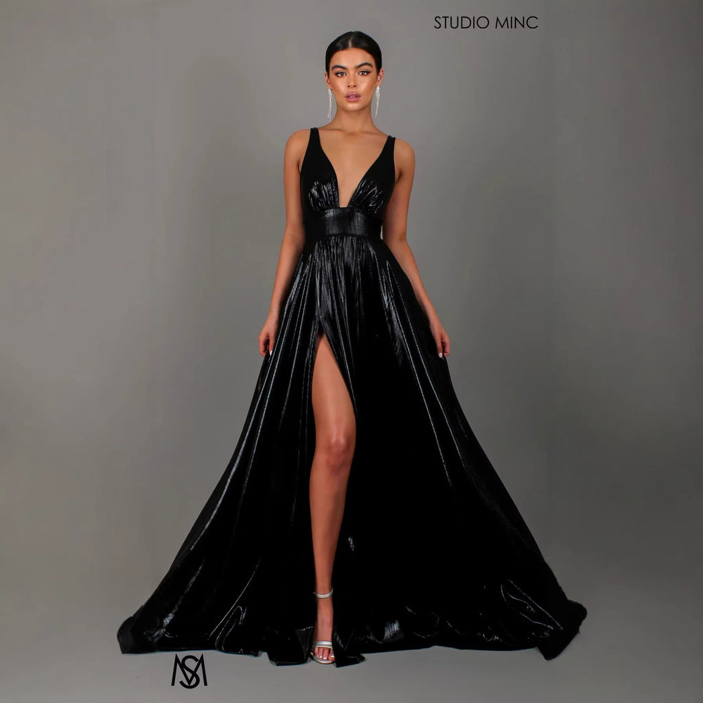 Draped - shoulder Long Dress Sleeveless High - waisted Split Dress - LADYLINE X
