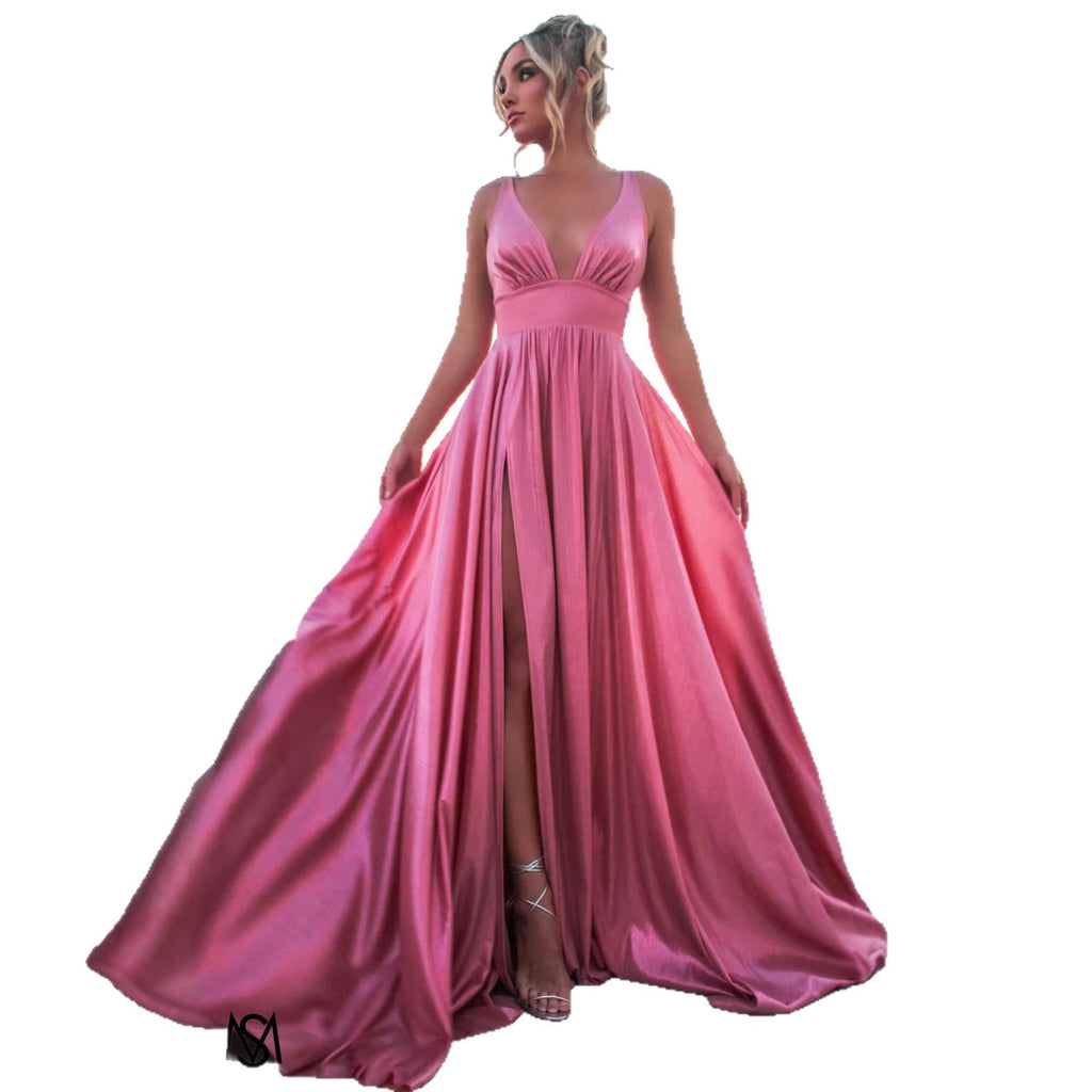 Draped - shoulder Long Dress Sleeveless High - waisted Split Dress - LADYLINE X