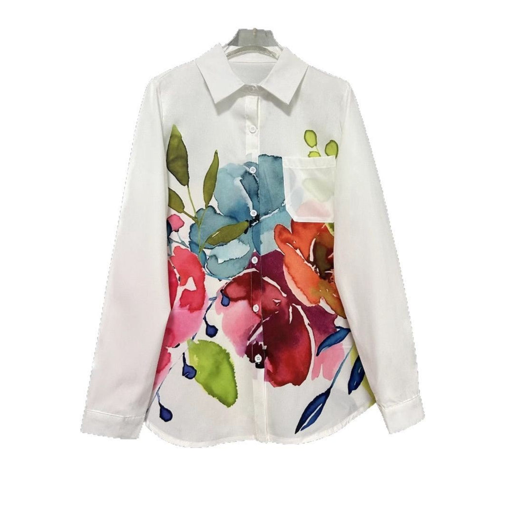 Elegant New Womens Cardigan With Ink - Wash Floral Print - LADYLINE X