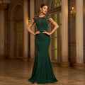 Elegant Sleeveless Round Neck Sequins Slim - fit Sheath Banquet Fishtail Evening Dress - LADYLINE X