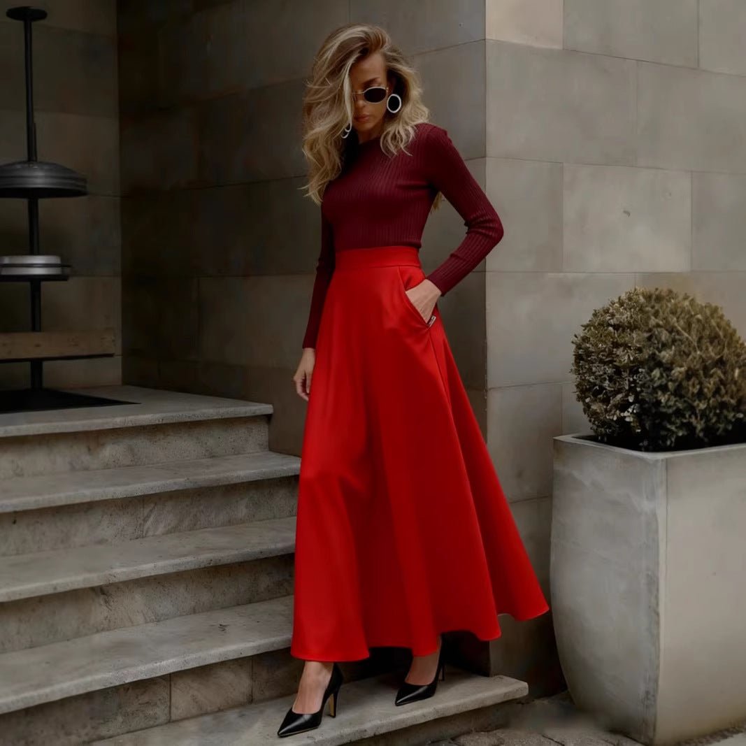 Elegant Solid - Color Skirt For Women - LADYLINE X