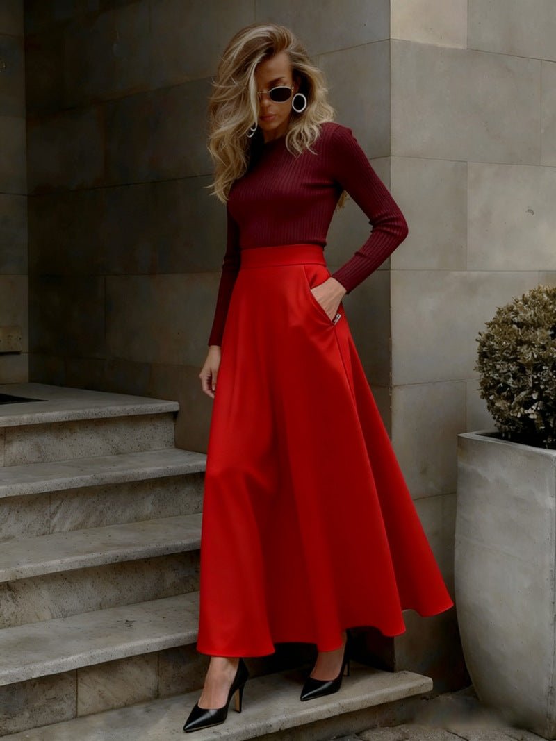 Elegant Solid - Color Skirt For Women - LADYLINE X