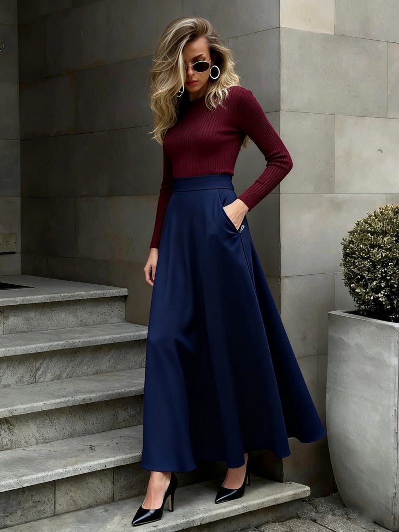 Elegant Solid - Color Skirt For Women - LADYLINE X