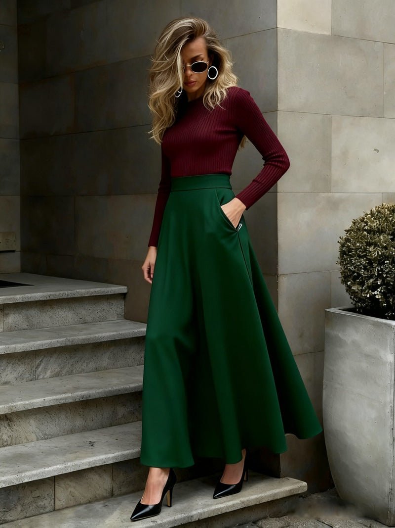 Elegant Solid - Color Skirt For Women - LADYLINE X